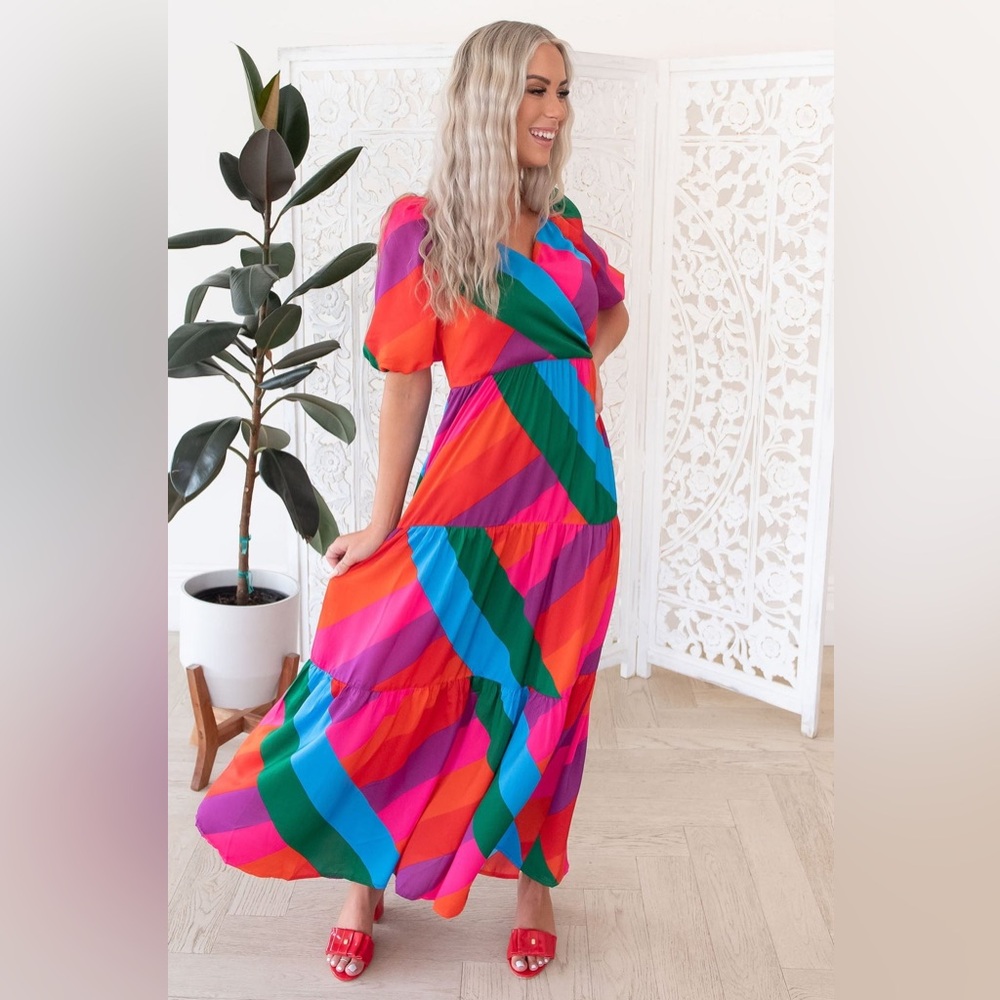 Skies Are Blue Multicolor Striped Maxi Dress - Picture 5 of 14
